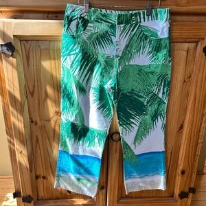 Fashionista Cropped Pants Tropical Print Pockets Women's Size 12